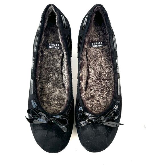 STUART WEITZMAN Fleece Lined Leather Ballet Flats Sz 6 / Classic Cozy Designer - Picture 3 of 10